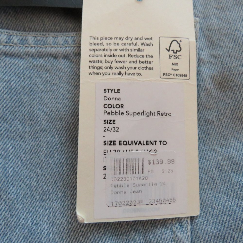 DR. DENIM Donna Pebble Superlight Retro High Rise Wide Leg Jeans - Size 24 NWT - Picture 15 of 15